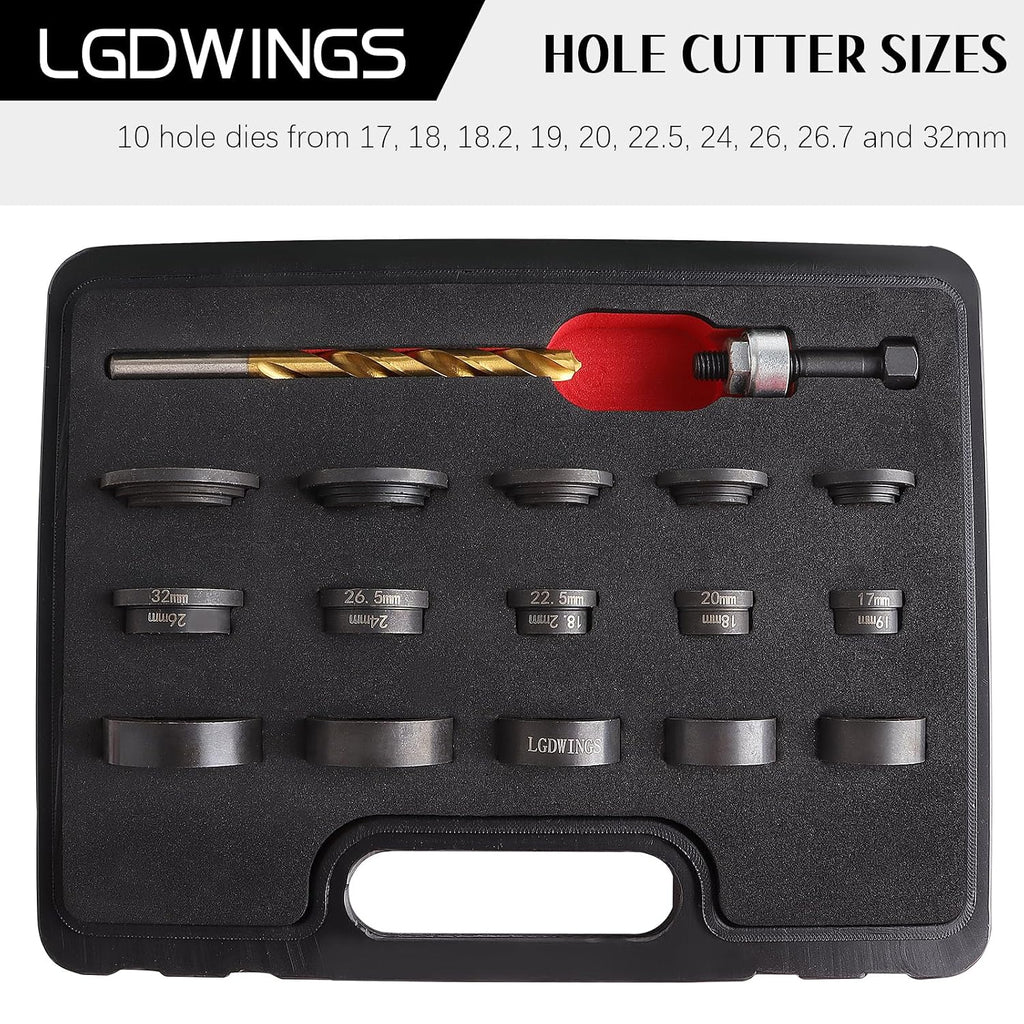17-Pc Parking Sensor Hole Cutter Kit, Bumper Sensor Hole Punch Kit for VW & Cars, Park Sensor Hole Punch Tool and Lens Hole Maker, Manual Bumper Hole Cutting Tool Set 17-32mm