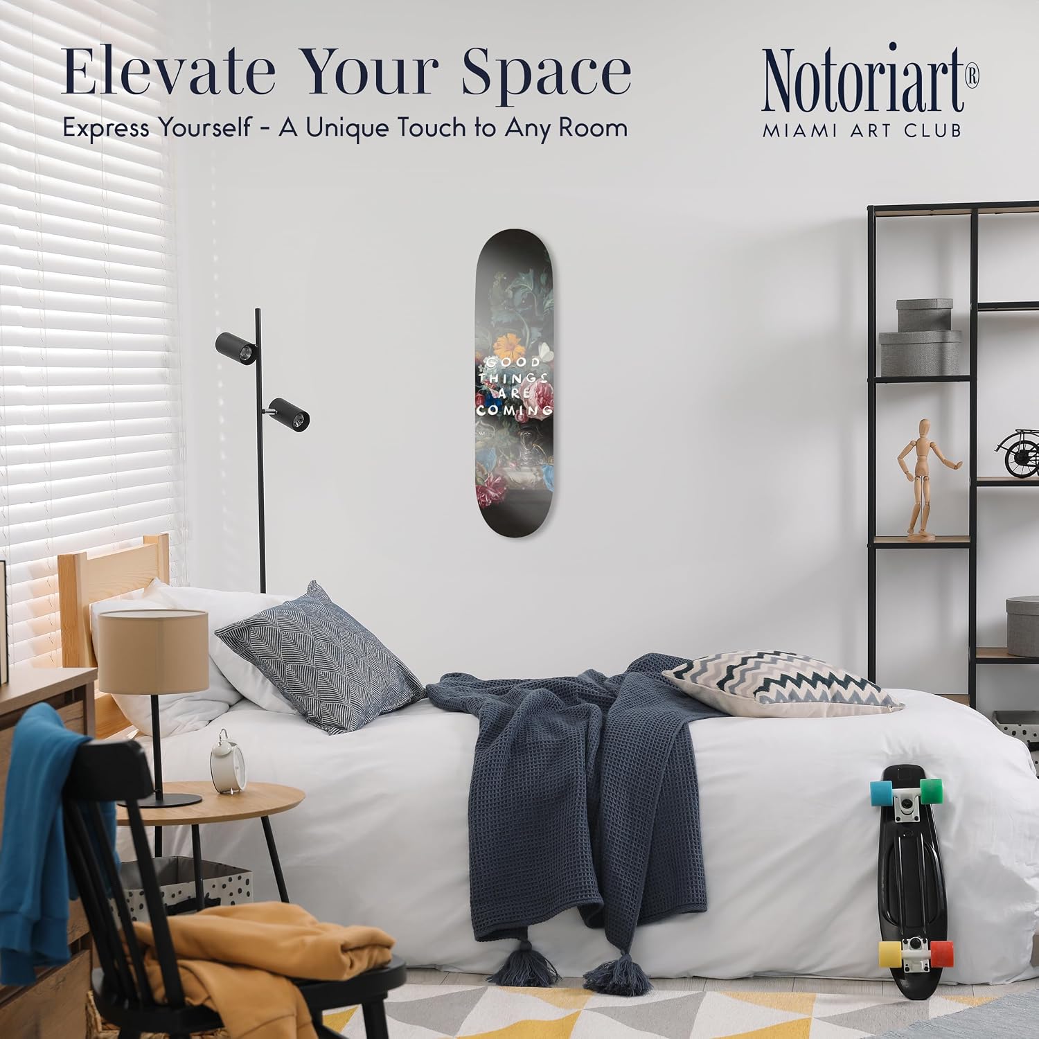 Modern Typography Acrylic Wall Art Die-Cut Easy-to-Hang, 1 Panel 8' x 32', Good Things Skateboard