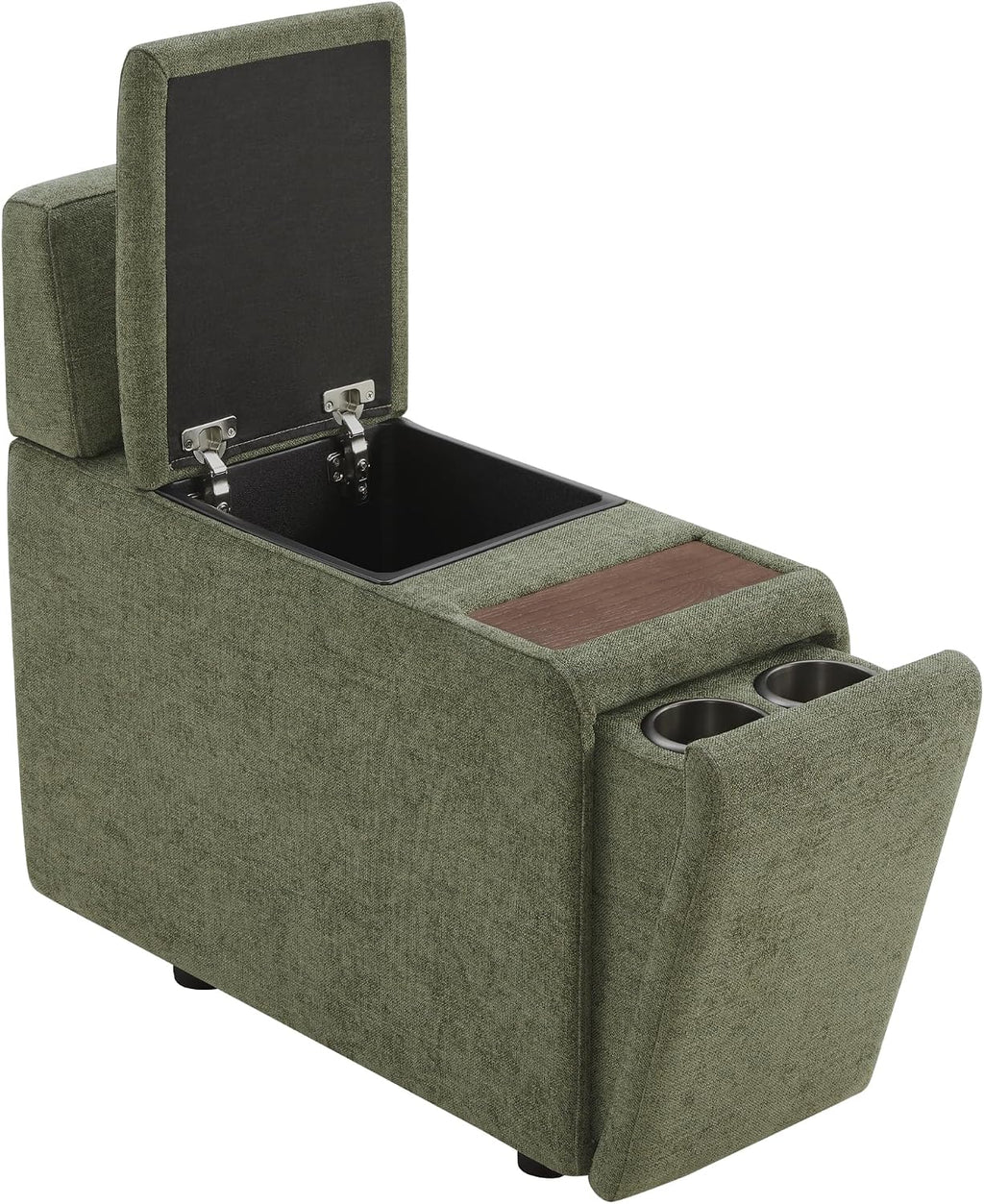 CHITA Versatile Storage Console for Modular Sofa, Multifunctional Side Table with Dual Cup Holders, Table, No Need Assembly,Moss Green
