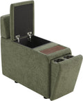 CHITA Versatile Storage Console for Modular Sofa, Multifunctional Side Table with Dual Cup Holders, Table, No Need Assembly,Moss Green