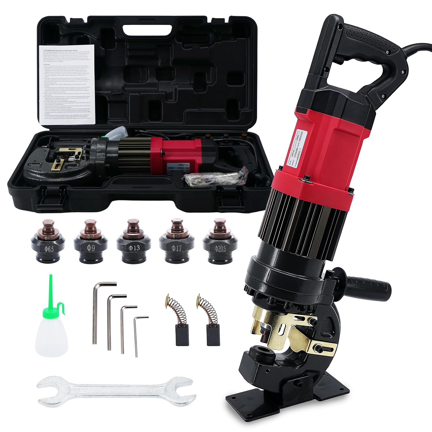 1400W Electric Hydraulic Hole Puncher, 22T Heavy Duty Metal Punching Machine Steel Hole Puncher MHP-20 with 5 Dies Φ1/4' 3/8' 1/2' 11/16' 13/16'- 110V Portable Hydraulic Hole Punch for Steel