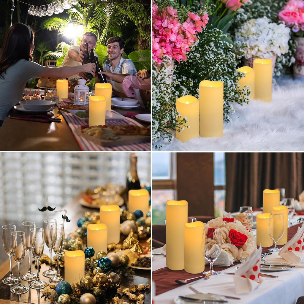 144-Pack LED Flameless Flickering Candles with Remote Control and 2/4/6/8 H Timer Led Pillar Candles of Wedding, Table, Halloween,Christmas Decorations and Special Occasions (Three Sizes)