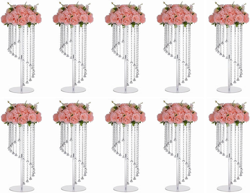 Wedding Centerpieces Decoration Flower Vase, Elegant Acrylic Crystal Stand -10 Pcs 23.6inch High Party Tables Decorations, Dining Table Chandelier Centerpiece Stands