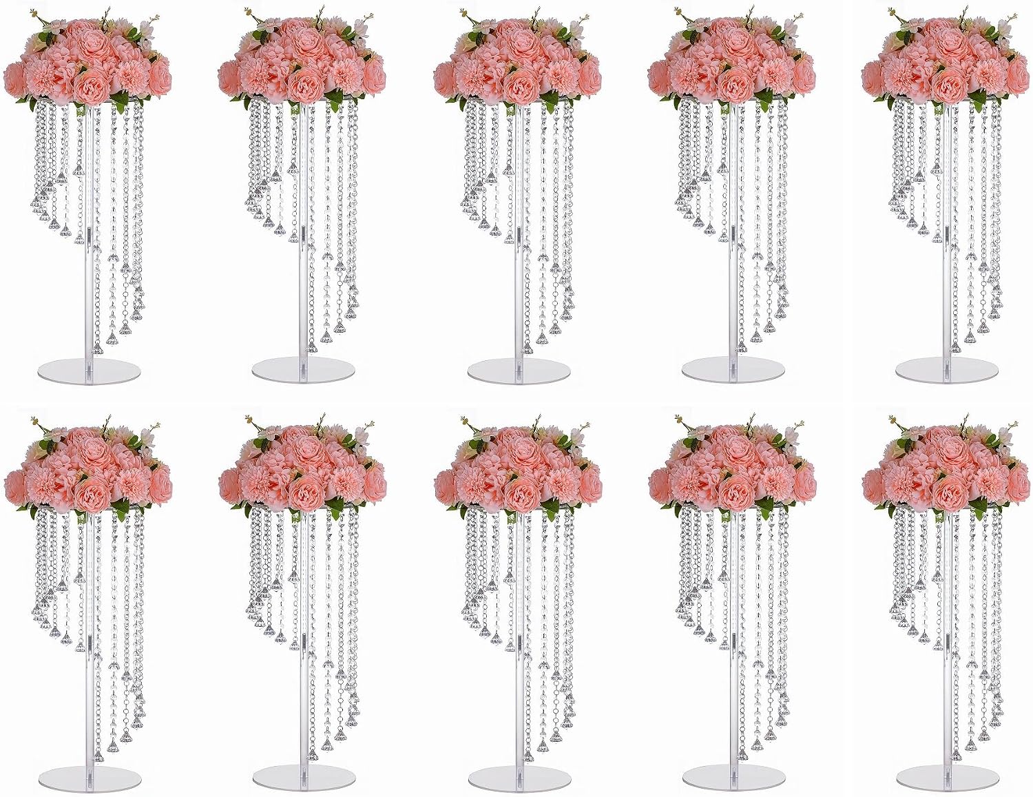 Wedding Centerpieces Decoration Flower Vase, Elegant Acrylic Crystal Stand -10 Pcs 23.6inch High Party Tables Decorations, Dining Table Chandelier Centerpiece Stands