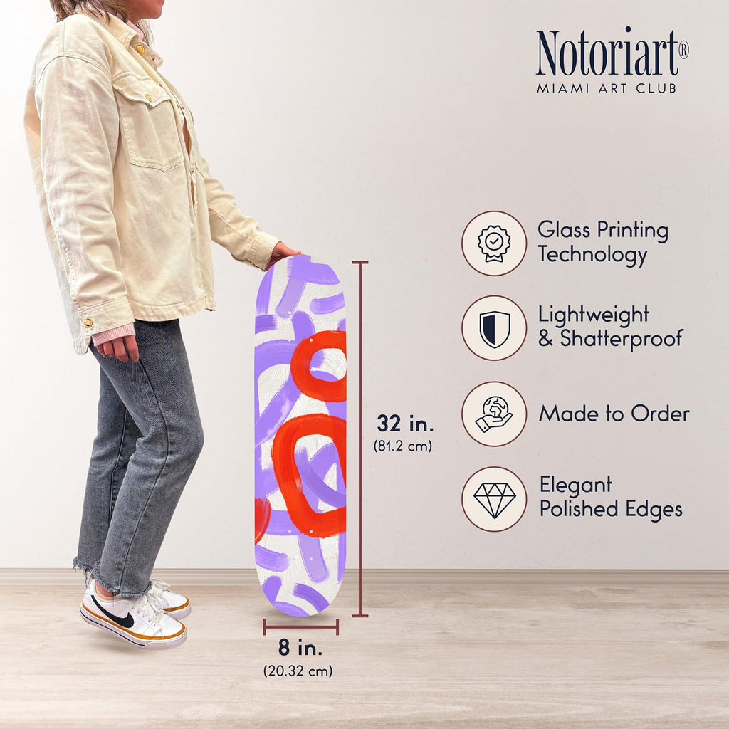 Trendy Pop Acrylic Wall Art Die-Cut Easy-to-Hang, 1 Panel 8' x 32', Crossing Paths II Skateboard
