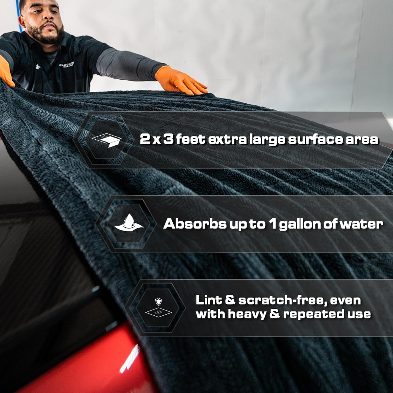 Blackline Clay Towel - Auto Detailing Synthetic Clay Towel - Decontaminate Paint and Glass for Smooth Washing - Great and Effective for Car, Truck, SUV - 12' x 12' (Full Experience)
