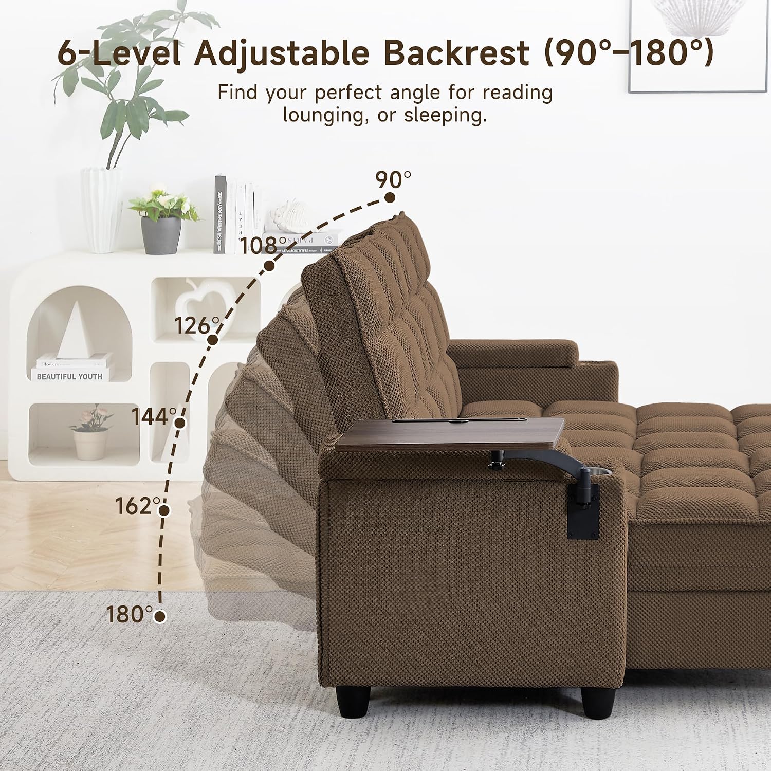 Auvsoce 71' Loveseat Recliner Chair with Swivel Tray Table, Double Fabric Reclining Sofa with Cup Holders & USB Ports, 660 LBS Heavy Duty Power/Manual Recliner for Living Room & Home Theater
