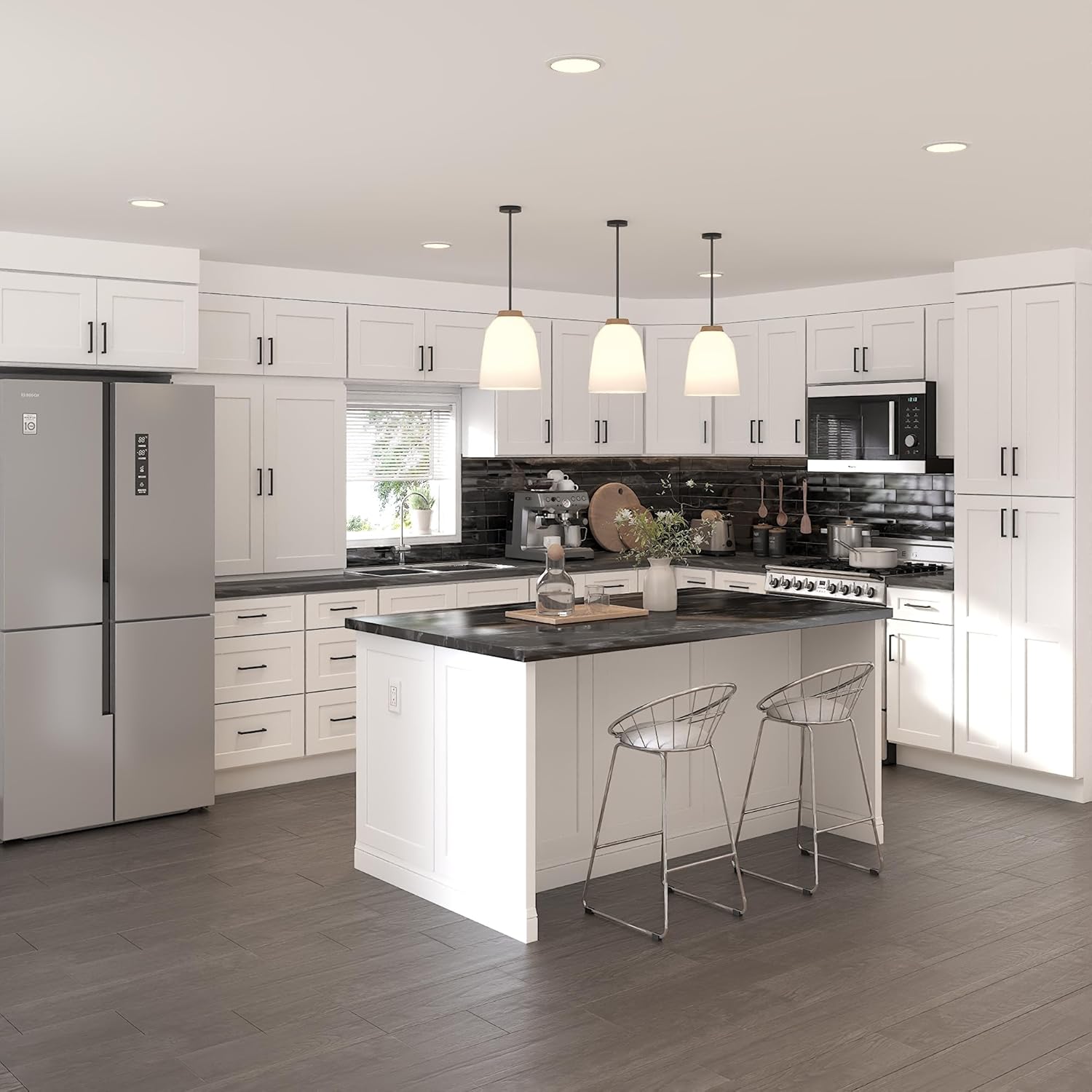 Furinno Shaker Sink Bases Kitchen Cabinet, Ready to Assemble, 24 D x 30 W x 34.5 H, White