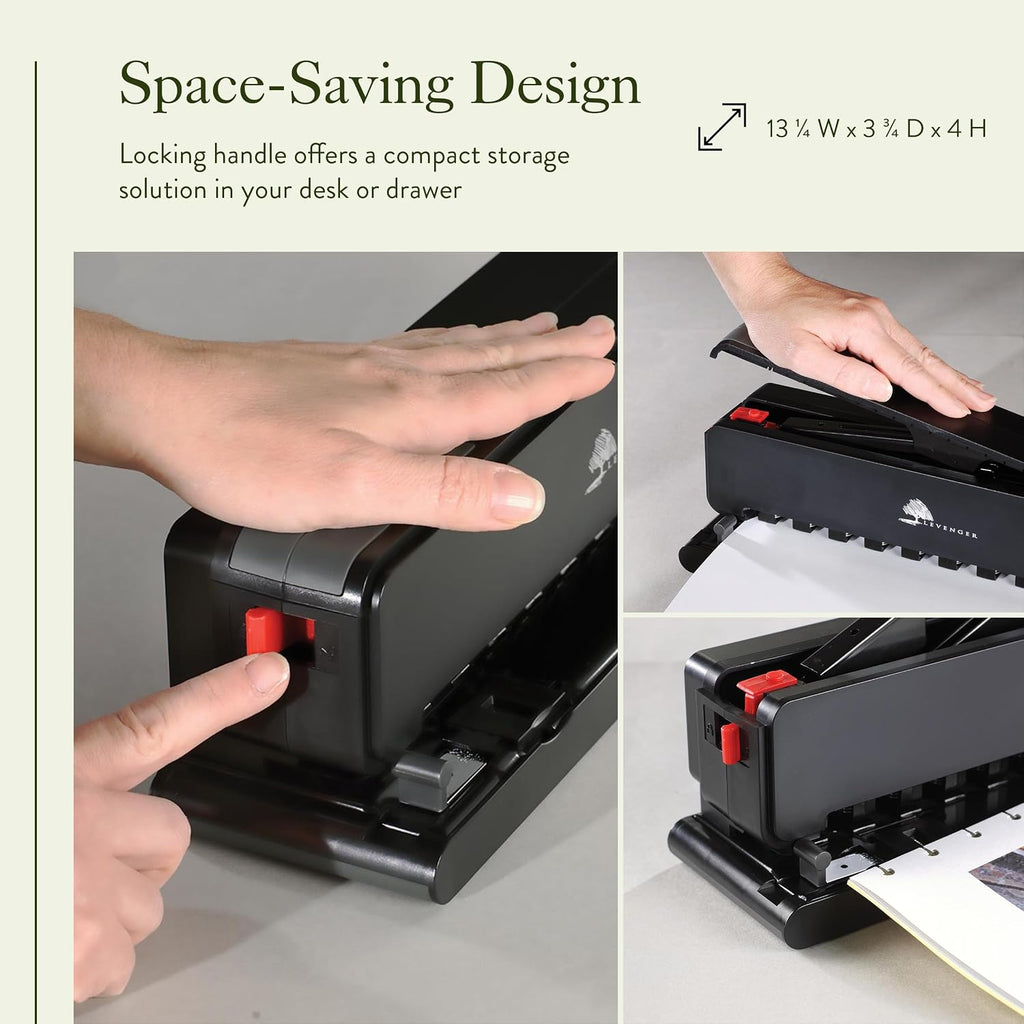 Levenger Circa Leverage Discbound Hole Punch, Heavy-Duty Large Paper Puncher for Disc Notebooks, Binders, Journals, Business Home Office Supplies