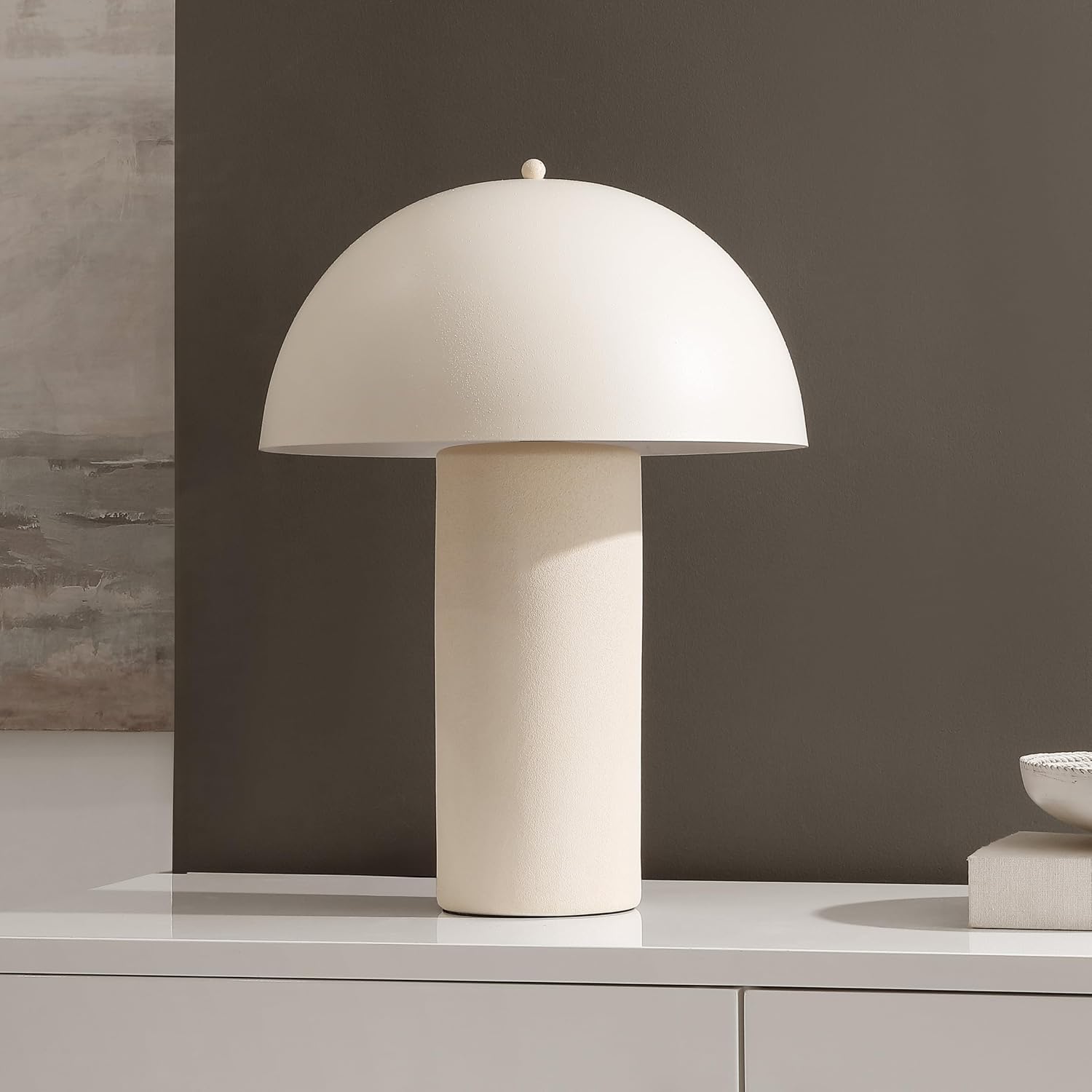 SAFAVIEH Lighting Collection Masson Sand 22-inch Ceramic Table Lamp for Bedroom, Living Room, Home Office, Desk, Nightstand (LED Bulb Included)