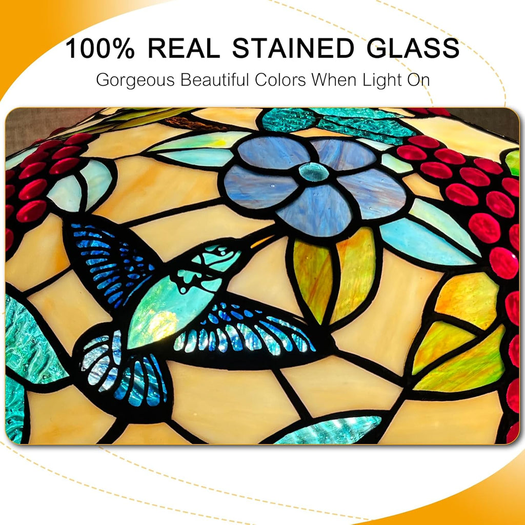 Capulina Tiffany Lamp Stained Glass Table Lamp with Nightlight 3-Light 16X16X25 Inches Mother-Daughter Vase Grape Tiffany Style Desk Lamp for Home Office Living Room Bedroom
