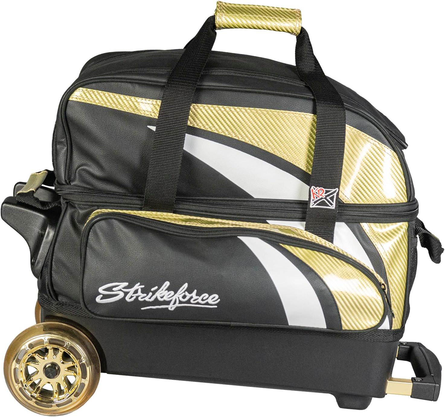 KR Strikeforce Cruiser Lux Double Bowling Ball Roller Bag with Upper Shoe Compartment and Side Accessory Pouch