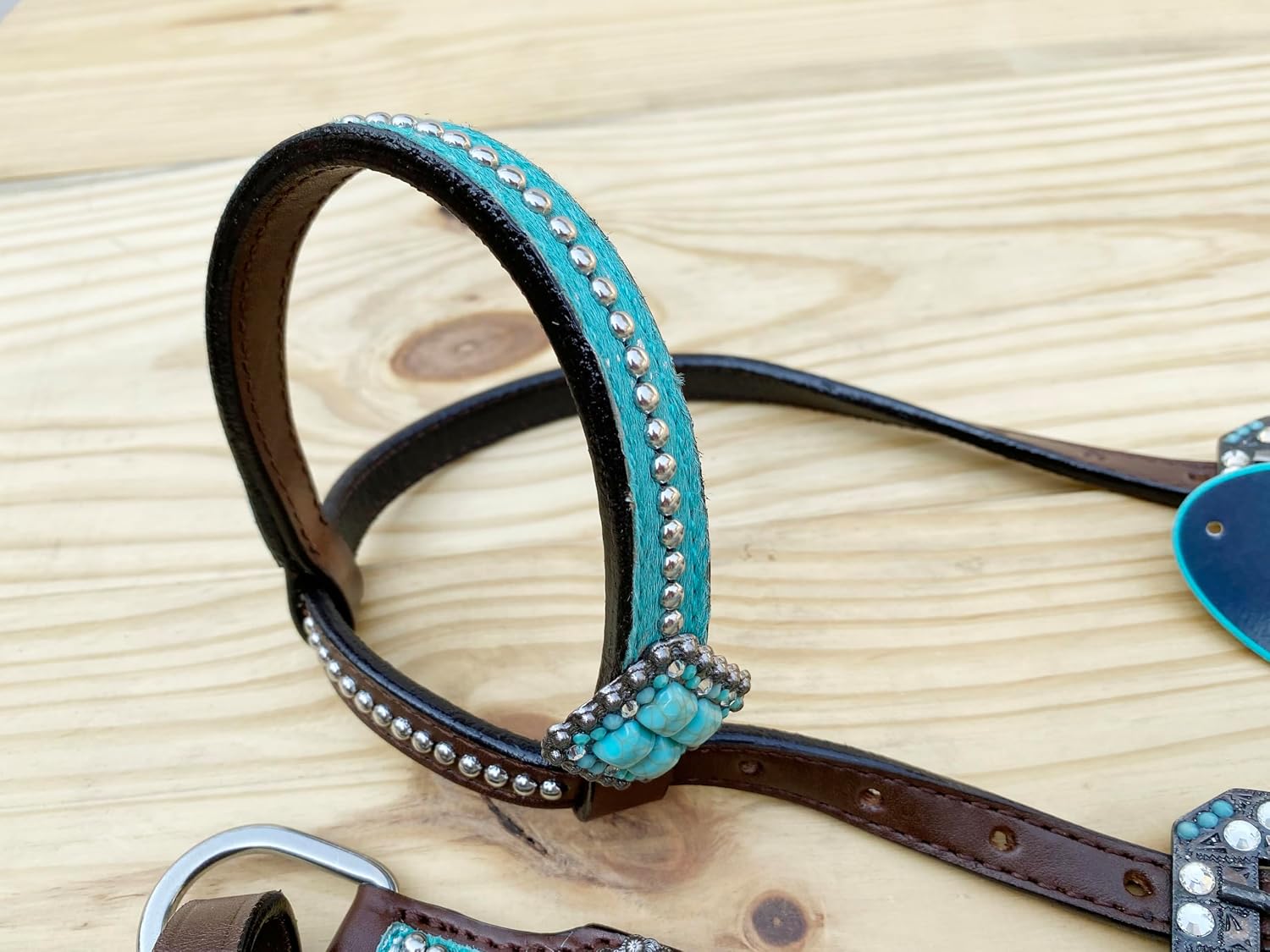 Western Leather Headstall & Breast Collar Set for Horses - Valentine's Day Silver Metallic Cowhide with Rhinestones