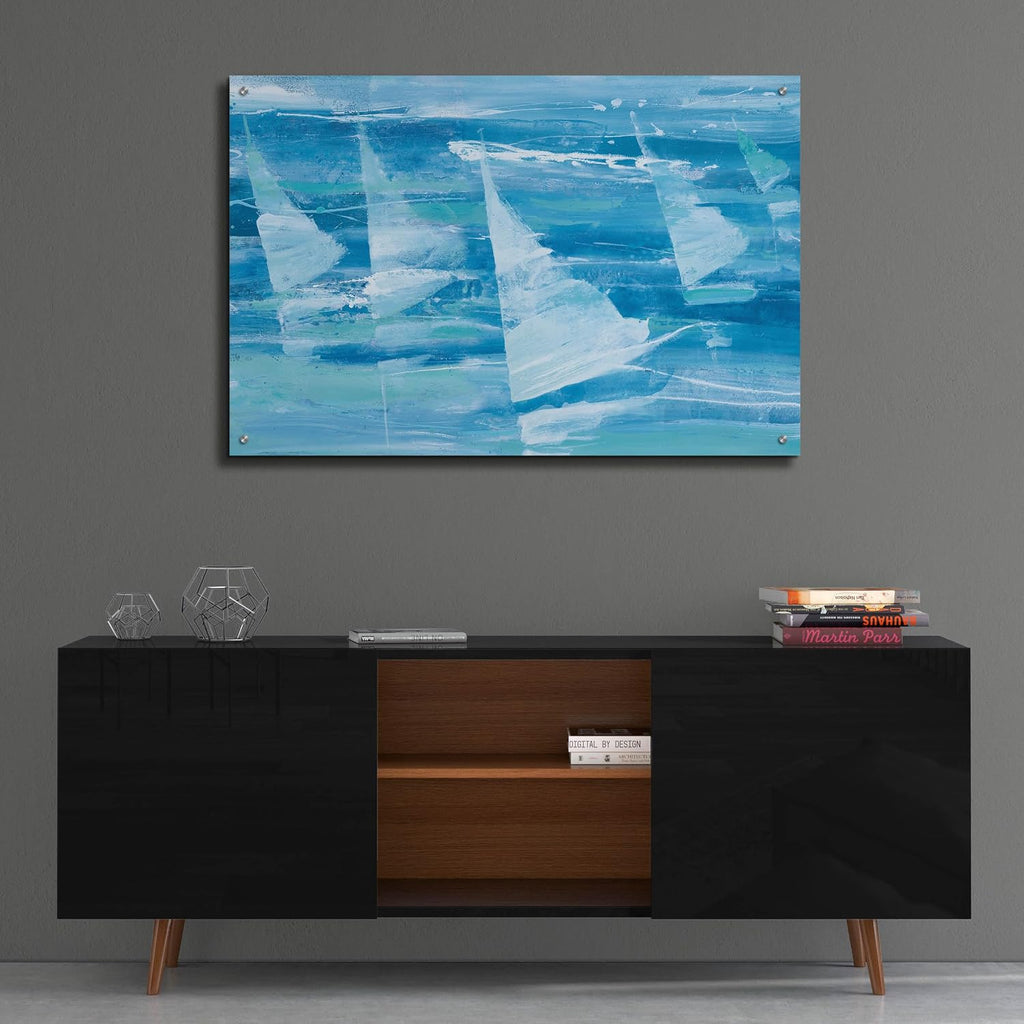 Epic Art 'Summer Sail 3 Blue' by Albena Hristova Acrylic Glass Wall Art, 36' x 24'