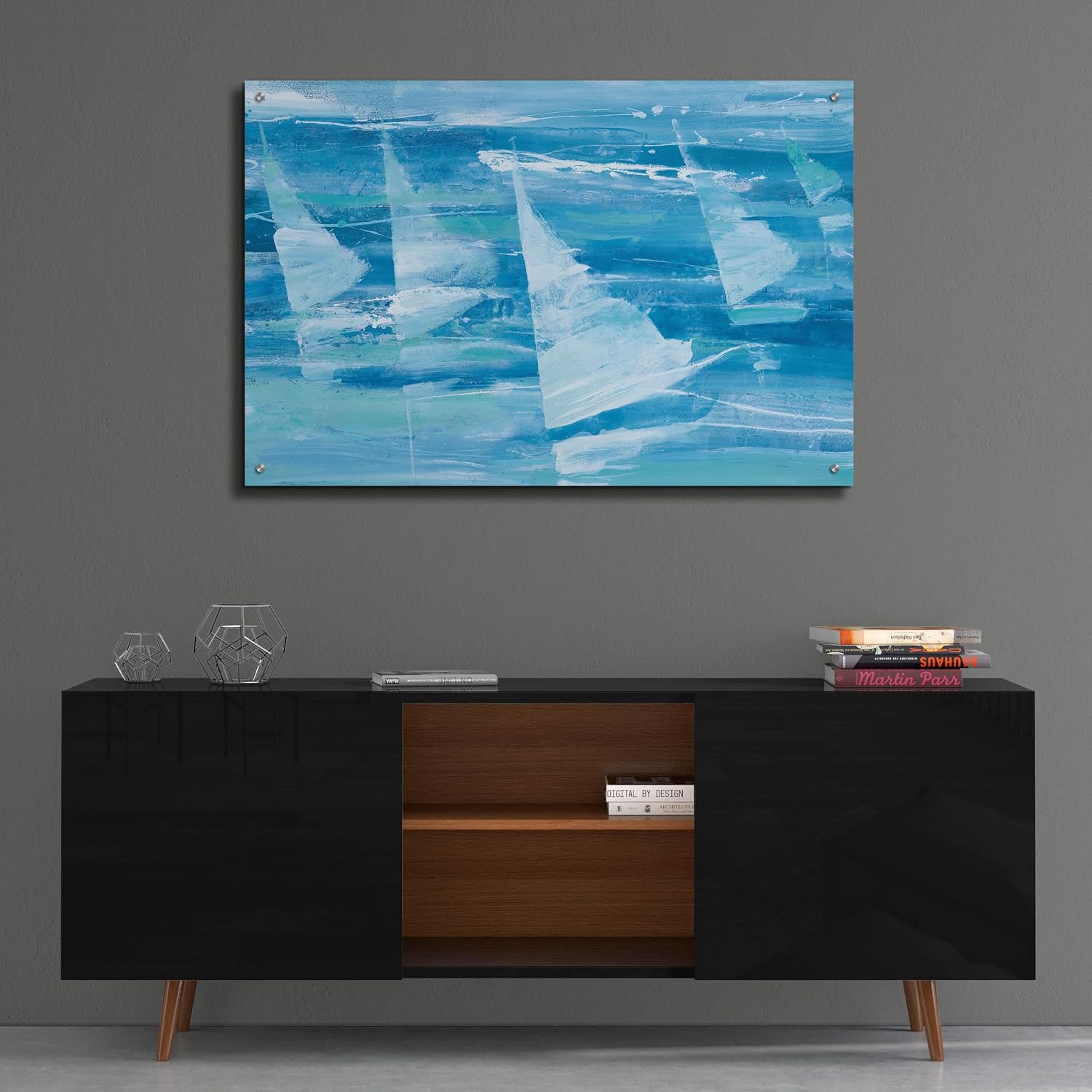 Epic Art 'Summer Sail 3 Blue' by Albena Hristova Acrylic Glass Wall Art, 36' x 24'