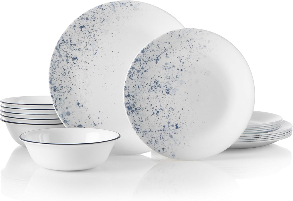 Corelle Vitrelle 18-Piece Service for 6 Dinnerware Set, Triple Layer Glass and Chip Resistant & 4-Pc Meal Bowls Set, Service for 4, Durable and Eco-Friendly 9-1/4-Inch Bowls