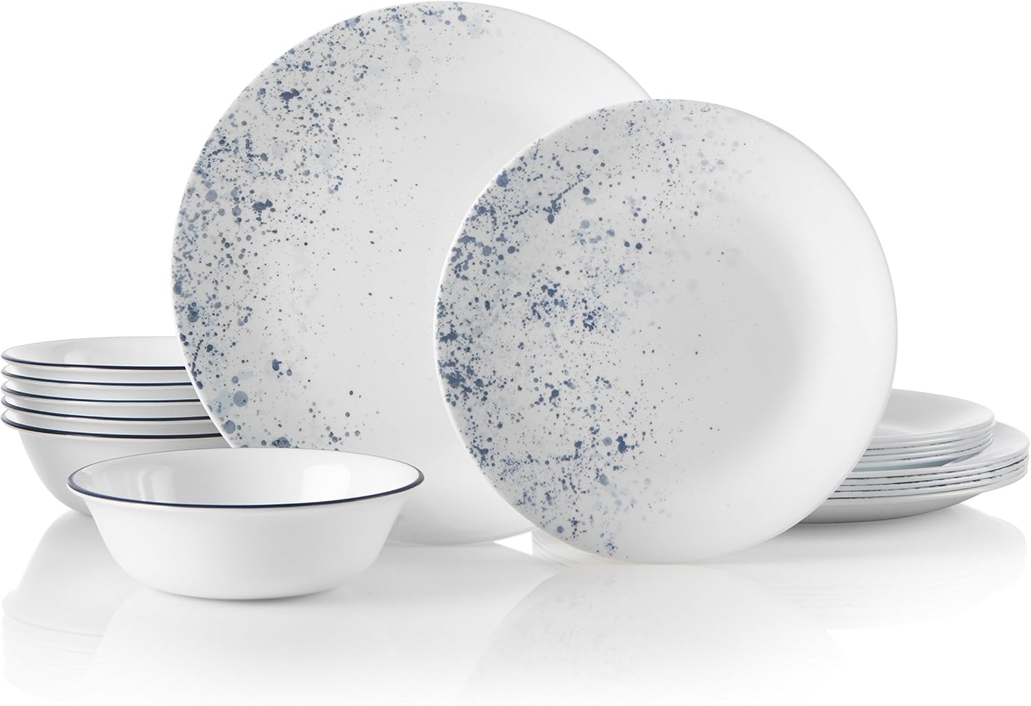 Corelle Vitrelle 18-Piece Service for 6 Dinnerware Set, Triple Layer Glass and Chip Resistant & 4-Pc Meal Bowls Set, Service for 4, Durable and Eco-Friendly 9-1/4-Inch Bowls