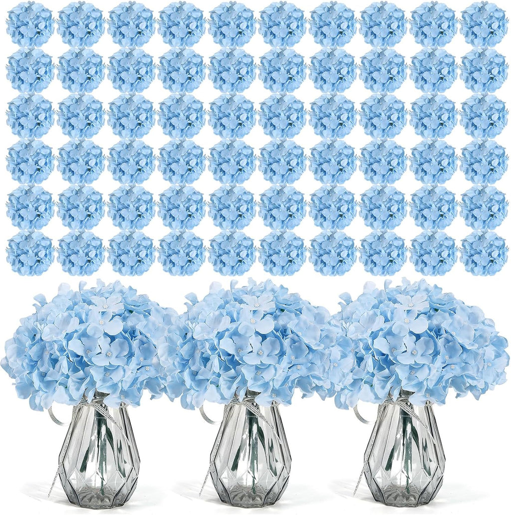 Auihiay 304 PCS Hydrangea Artificial Flowers, Hydrangea Artificial Flowers Bulk, Silk Hydrangea Flowers With Stems, Artificial Flowers for Outdoors, Wedding Party, Arch, Background, Home, Garden(Blue)