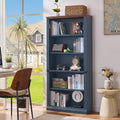 RWYHG 70' Blue Tall Bookshelf,5-Tier Thick Wooden Book Shelf with Adjustable Shelves,Free Standing Farmhouse Bookcase with Open Display Storage,Floor Vintage Bookshelves for Living Room,Office