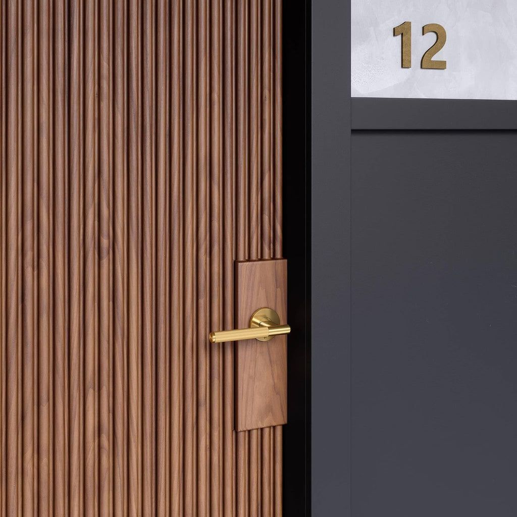 Buster and Punch Door Handle Set Passage Linear Knurl in Steel