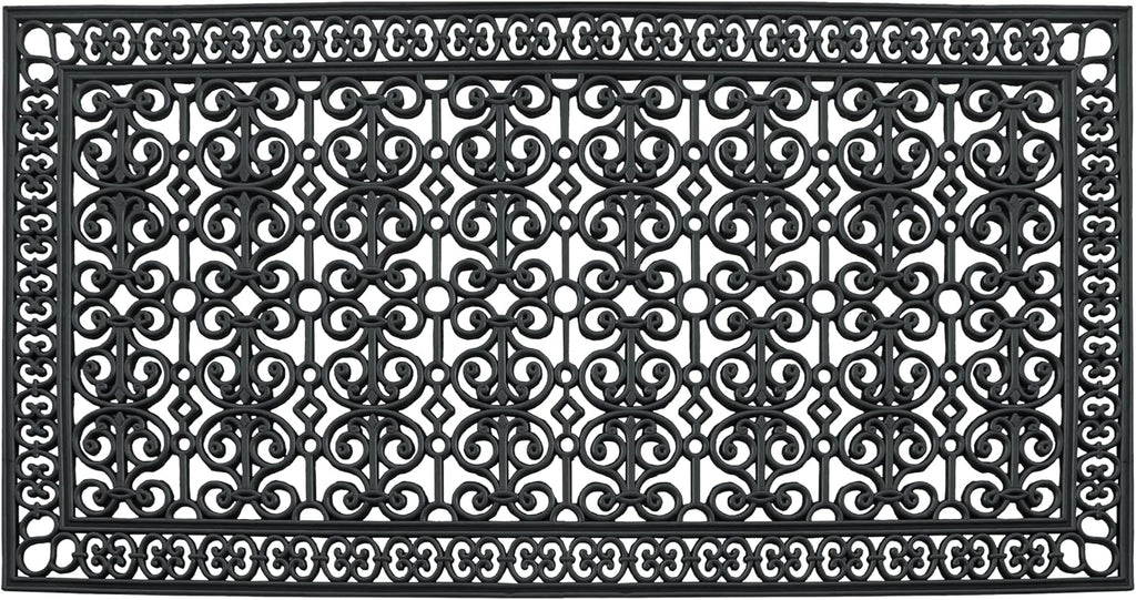 A1 Home Collections 34-LB Heavy Duty Rubber Doormat 36'×72' - Won't Blow Away | Outside Front Door Mat, Mud Dirt Scraper, Non-Slip Drainage Mat for Entryway Patio Garage, All-Weather, 100% Rubber Mats