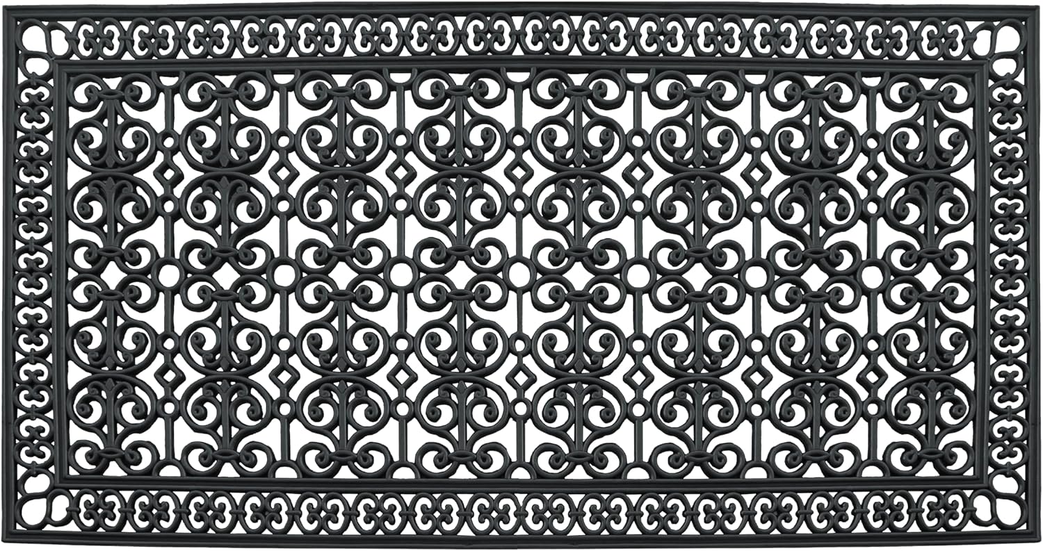 A1 Home Collections 34-LB Heavy Duty Rubber Doormat 36'×72' - Won't Blow Away | Outside Front Door Mat, Mud Dirt Scraper, Non-Slip Drainage Mat for Entryway Patio Garage, All-Weather, 100% Rubber Mats