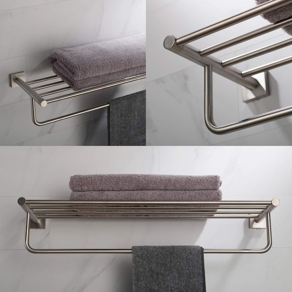 KRAUS Ventus Bathroom Shelf with Towel Bar, Brushed Nickel Finish, KEA-17742BN