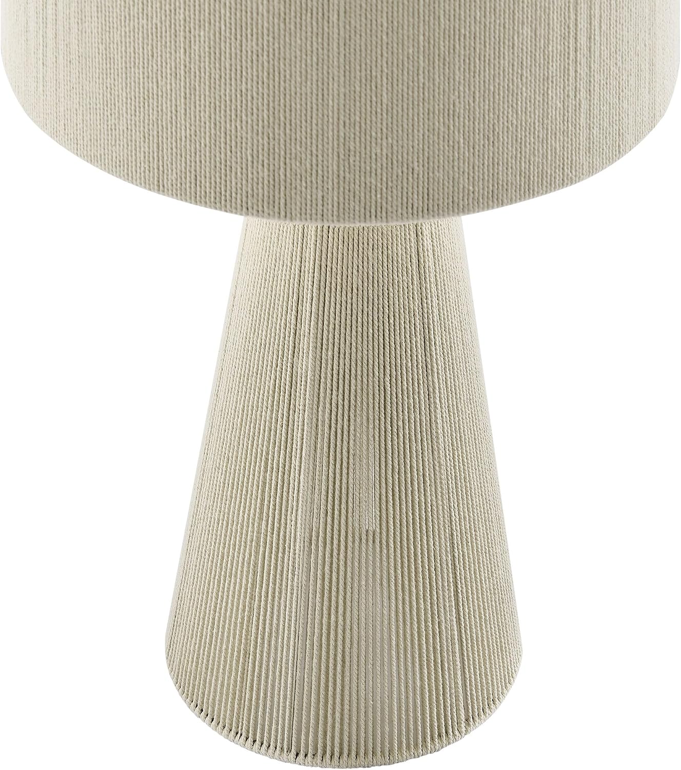 Modway Gia Vintage Modern Cotton Thread Table Lamp in Natural - Unique Retro Boho Accent Lamp with Metal Base and Repeating Stripes Design