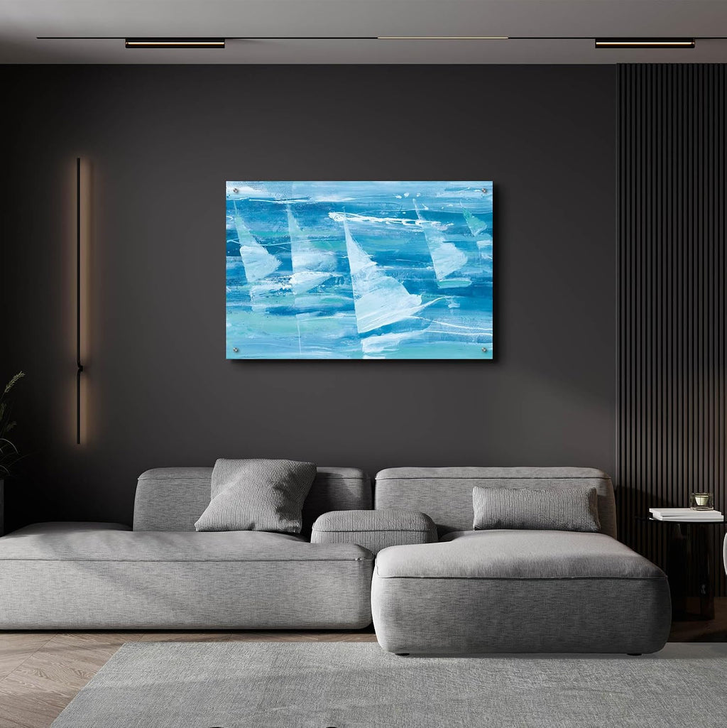 Epic Art 'Summer Sail 3 Blue' by Albena Hristova Acrylic Glass Wall Art, 36' x 24'
