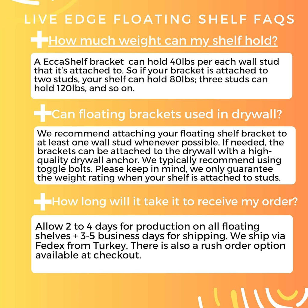 Ecca Shelf, Live Edge Walnut Floating Shelves, Live Edge Wood Floating Shelf for Wall, Rustic Floating Shelf, Un - Reclaimed Wood Shelves - Raw Edge Wooden Shelf (27'' x 8'')