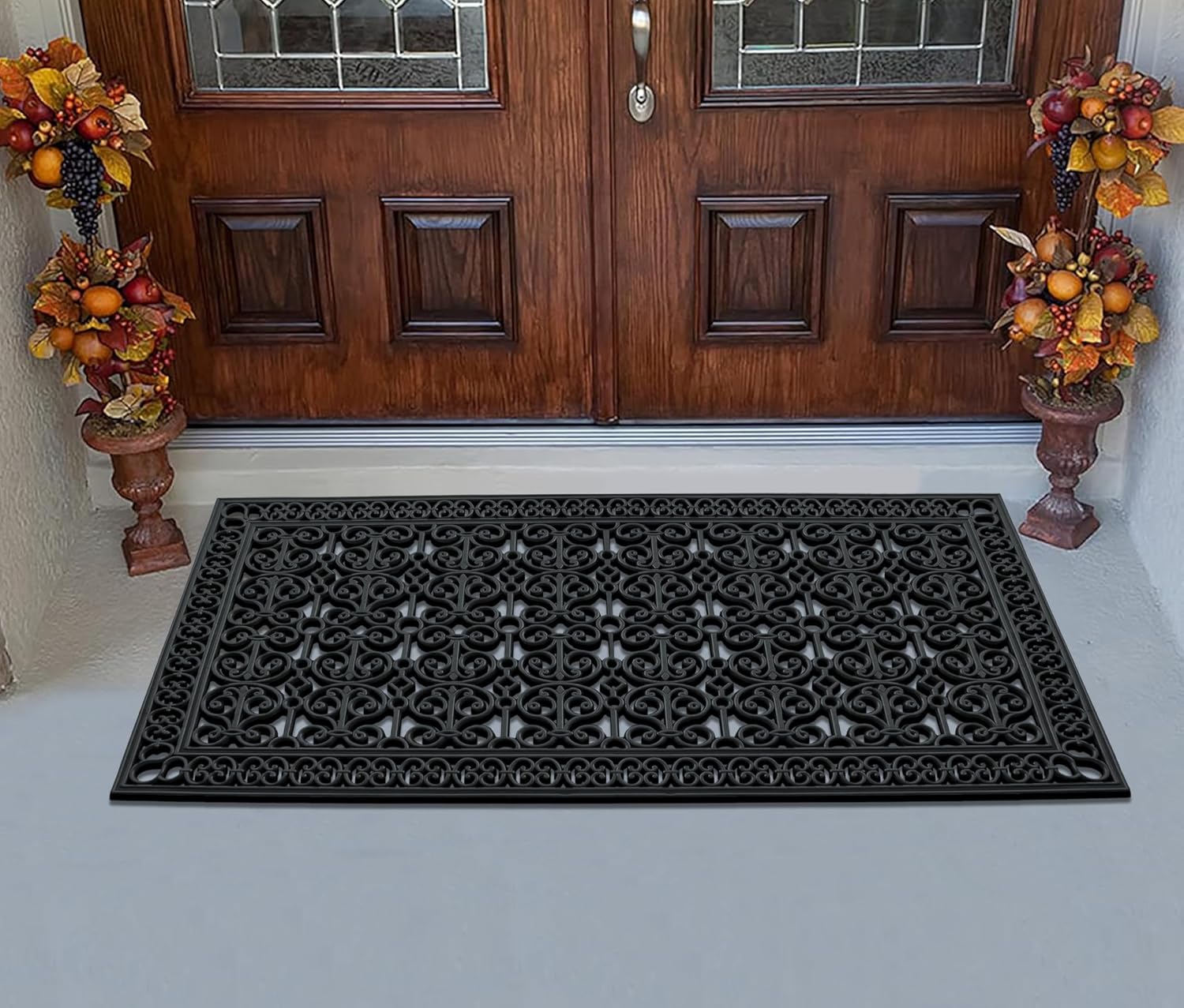 A1 Home Collections 34-LB Heavy Duty Rubber Doormat 36'×72' - Won't Blow Away | Outside Front Door Mat, Mud Dirt Scraper, Non-Slip Drainage Mat for Entryway Patio Garage, All-Weather, 100% Rubber Mats