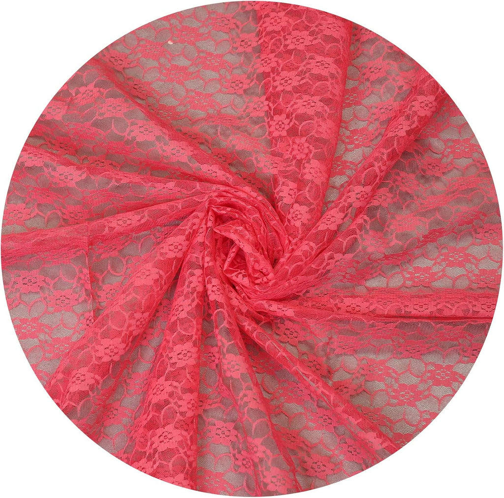 MDS® Pack of 200 Lace Chair Sashes for Weddings, Decorative Floral Lace Chair Bows Bands for Banquet, Reception, Anniversary, Bridal Shower, Birthday, Party, Ceremony & Event Décor - Coral