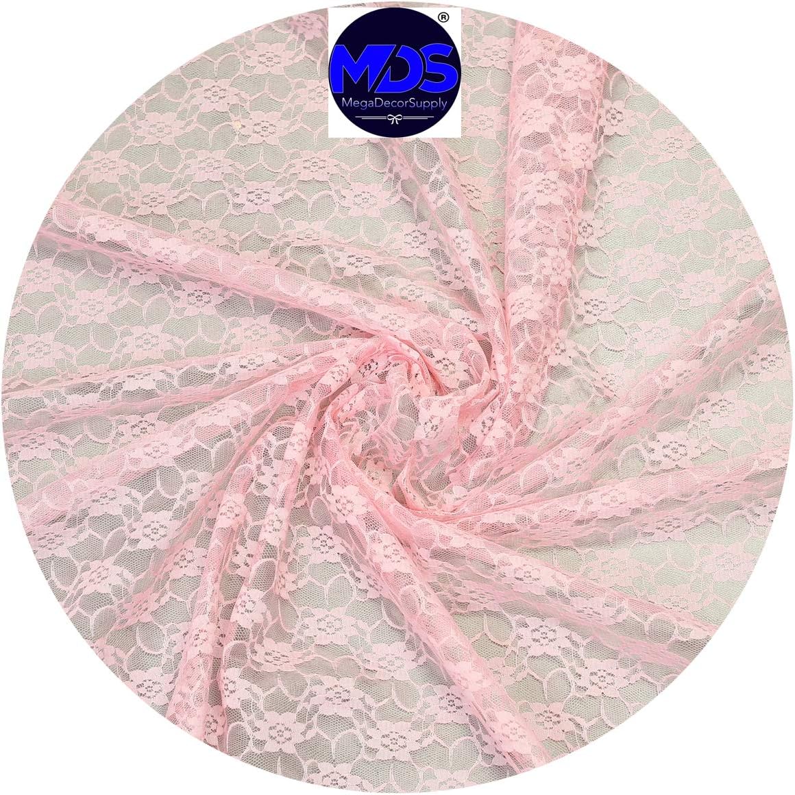 MDS Pack of 20 Wedding 27 x 120 inches Long Sheer lace Table Runner for Wedding Banquets Decorations Birthday Parties, Engagements, Rustic Boho for 10Ft Table Runners - Blush Pink