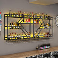 Stylish Wall-Mounted Wine Bottle Rack with LED Lights, 71in Mobile Bar for Home Kitchen & Dining Room, Black-Yellow Corner Storage Solution with Wine Glass Holder