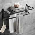 Bathroom Shelf Wall Floating Bathroom Bathroom Towel Rack 23.6 Inches Foldable Wall Mounted Double Towel Holder Bathroom Accessories No Drilling with Two Towel Bars Floating Shelves Corner Shower Cadd