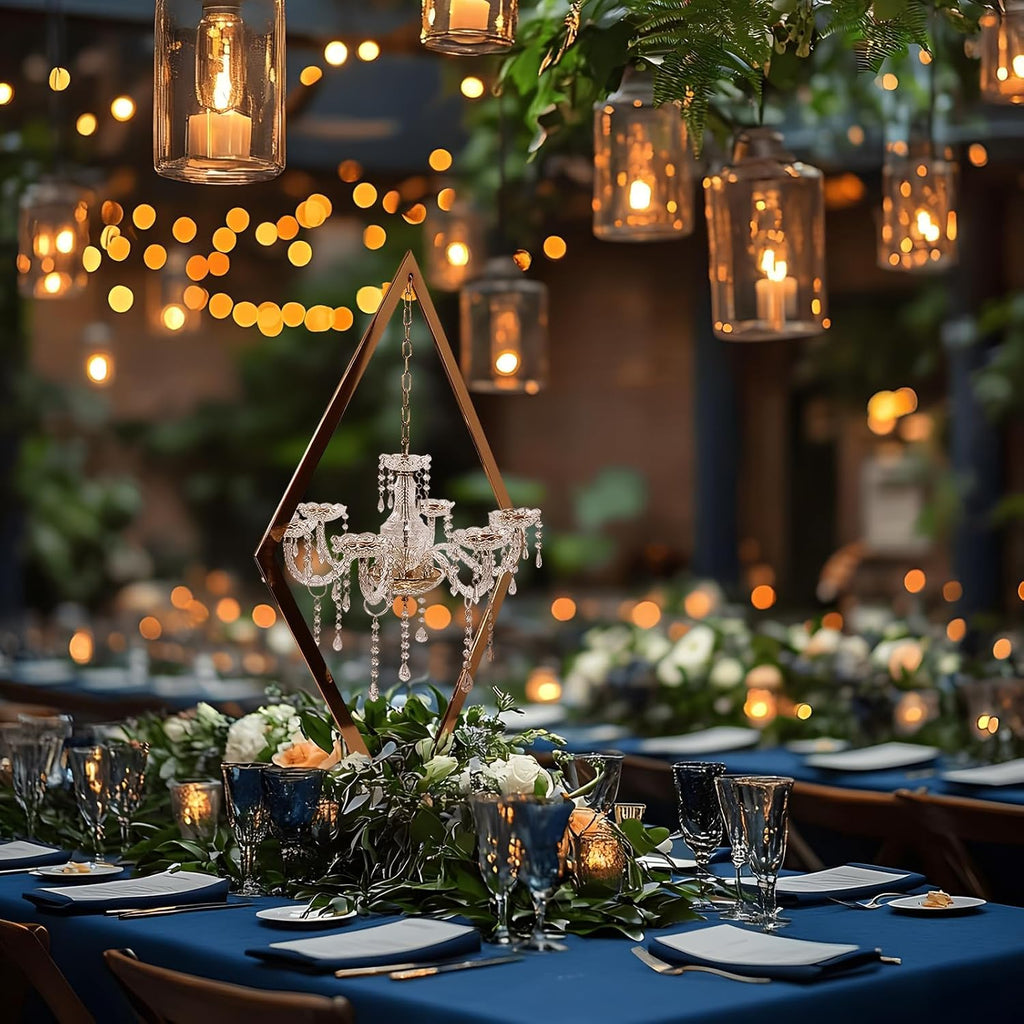 45' Gold Wedding Candelabra Set of 4 | Tall Crystal-Accent Centerpieces with Acrylic Diamond Drops for Reception Tables, Party Decor, Elegant Dining & Events