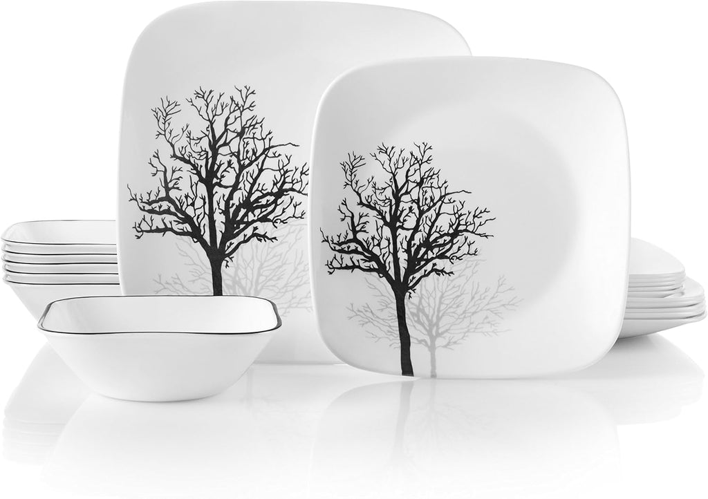 Corelle Vitrelle 18-Piece Service for 6 Dinnerware Set, Triple Layer Glass and Chip Resistant & Vitrelle 28-oz Soup/Cereal Bowls Set of 6, Chip & Crack Resistant Dinnerware Bowls
