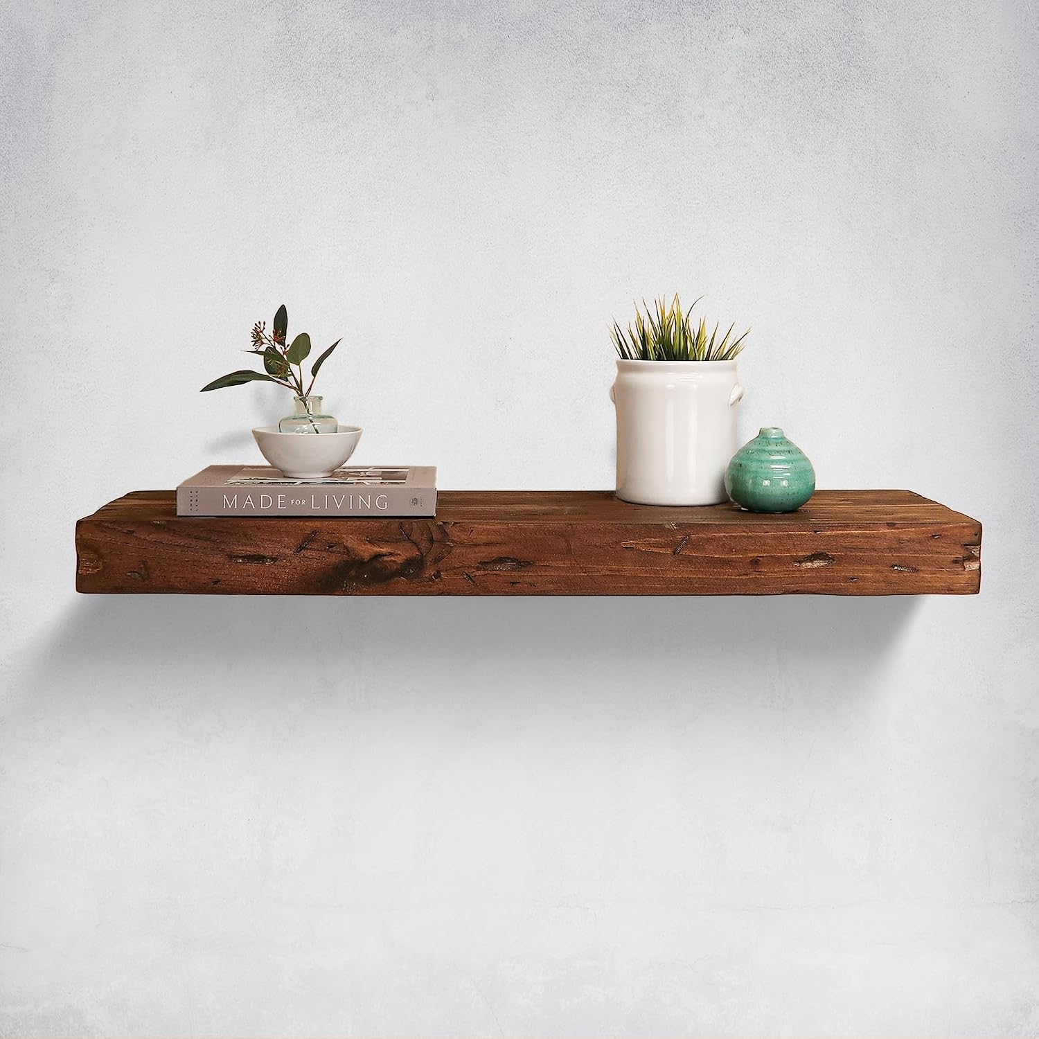 Urbandi Rustic Distressed Floating Shelves, Set of 2, Handmade Out of Pine Wood, 3 Inch Thick, Made in USA (Provincial, 36Lx3Hx8D)