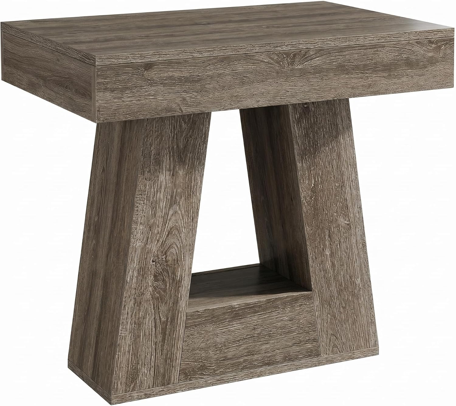 Tribesigns 24' Modern Side Table, 2-Tier Narrow Wooden End Table with Trapezoid Base, Farmhouse Small Nightstand for Living Room, Bedroom (2, Gray)