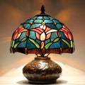 Tiffany Table Lamp, 10X10X11 Inch Mini Stained Glass Mushroom Desk Light Memory Sympathy Ceramic lamp (Tulip Style)