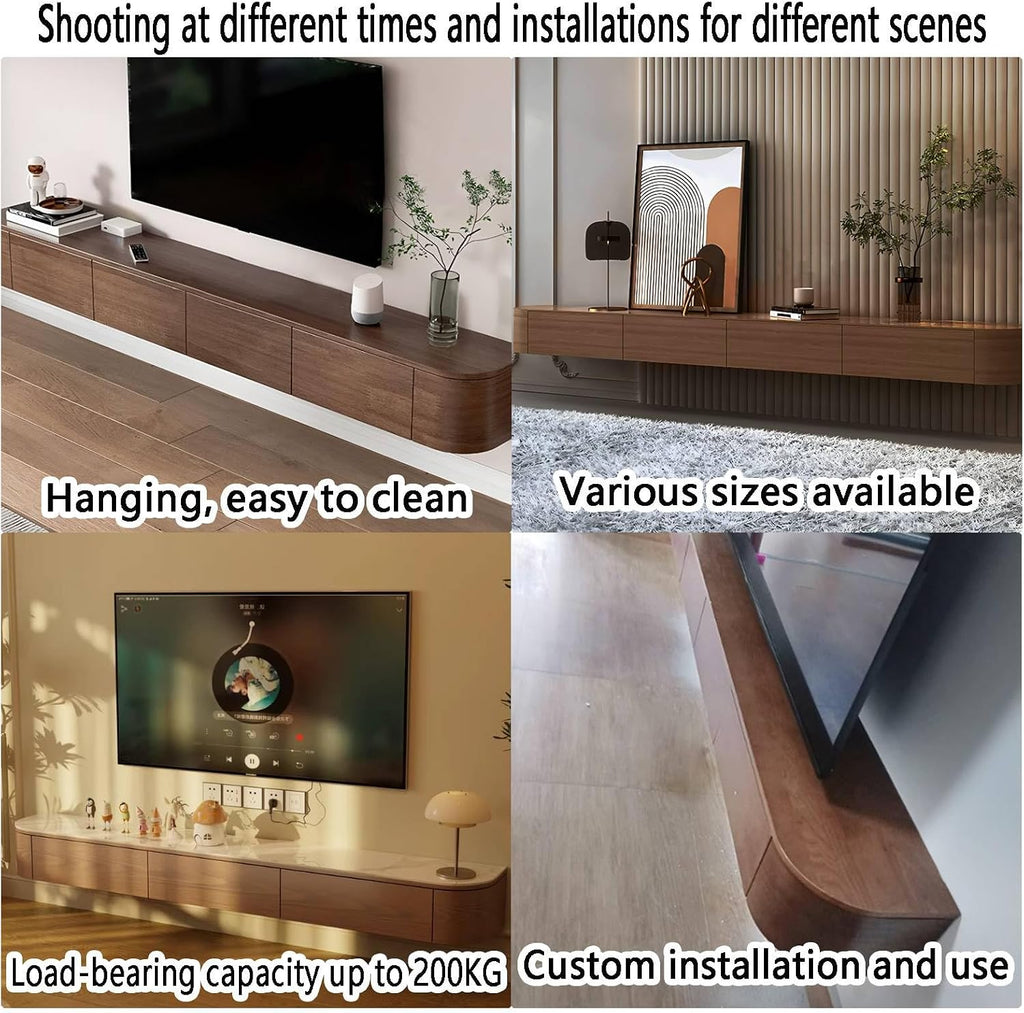 Floating TV Stand with Drawers for Bedroom,Solid Wood Living Room tv Stand,Suitable for Various scenarios Wall Shelf TV Cabinet (Walnut, 78.7')
