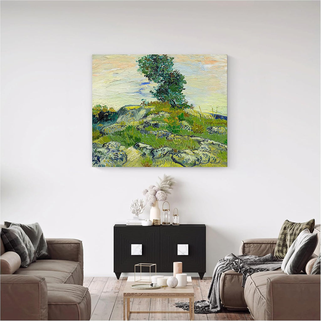 A&T ARTWORK The Rocks by Vincent Van Gogh. The World Classic Art Reproductions, Giclee Canvas Prints Wall Art for Home Decor,45x36x1.5 inches