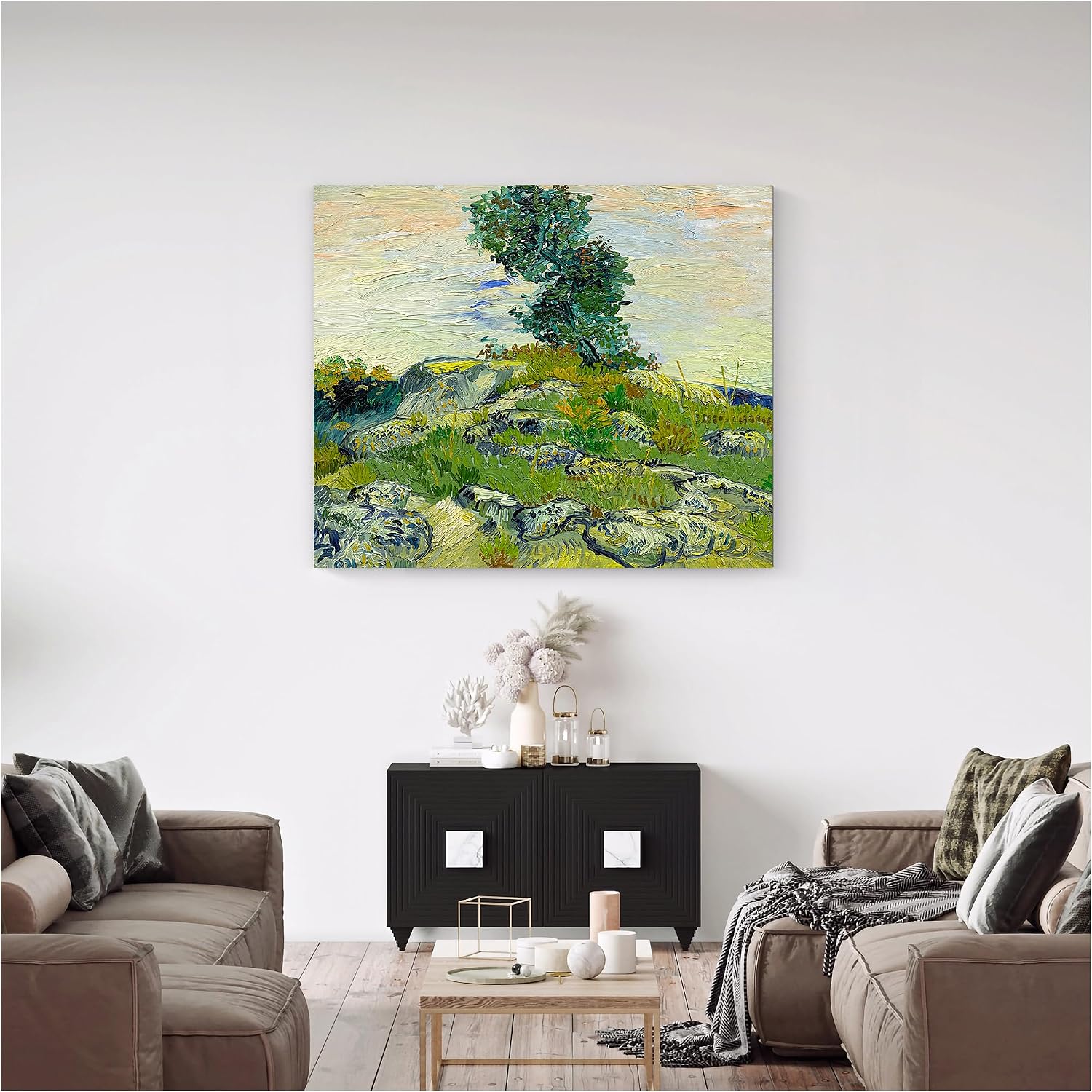 A&T ARTWORK The Rocks by Vincent Van Gogh. The World Classic Art Reproductions, Giclee Canvas Prints Wall Art for Home Decor,45x36x1.5 inches
