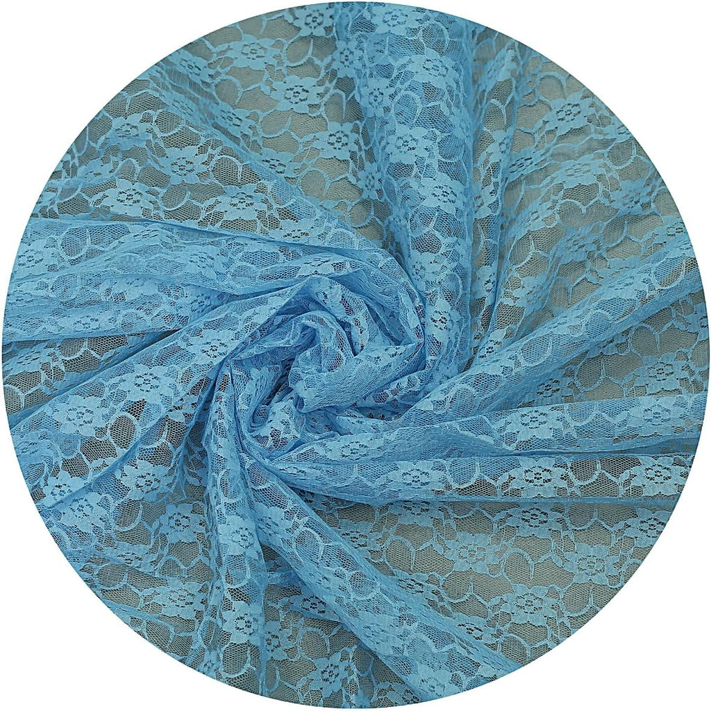 MDS® Pack of 200 Lace Chair Sashes for Weddings, Decorative Floral Lace Chair Bows Bands for Banquet, Reception, Anniversary, Bridal Shower, Birthday, Party, Ceremony & Event Décor - Baby Blue