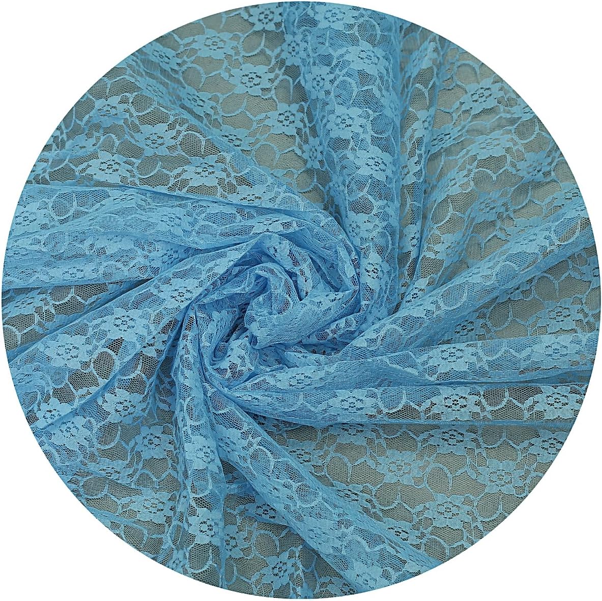 MDS® Pack of 200 Lace Chair Sashes for Weddings, Decorative Floral Lace Chair Bows Bands for Banquet, Reception, Anniversary, Bridal Shower, Birthday, Party, Ceremony & Event Décor - Baby Blue