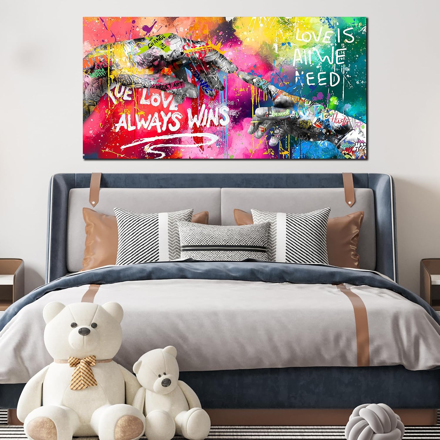 CIRABKY Large Colorful Wall-Art for Living Room - Graffiti Wall Art Canvas - Hand of God Art Prints Posters Size 29' x 59'