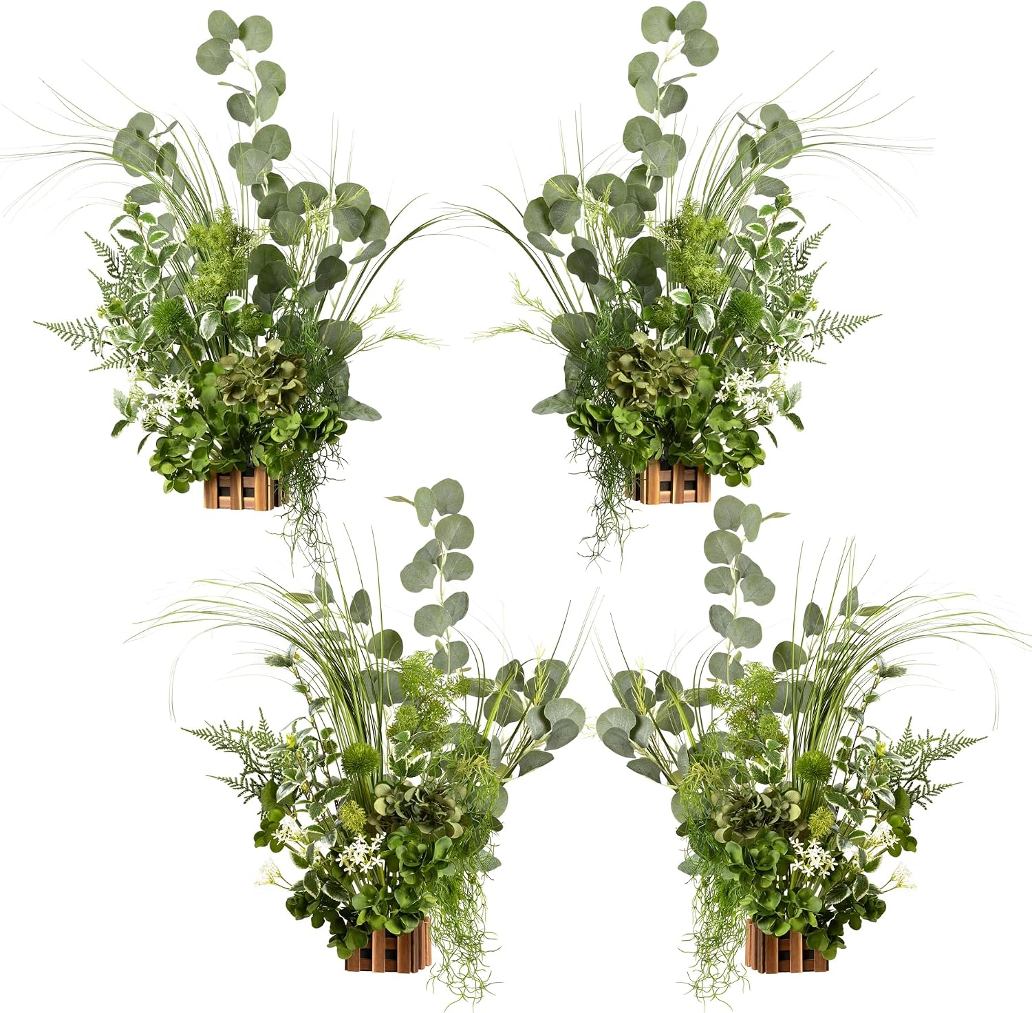 Ling's moment 17.5' Tall Free-Standing Artificial Flowers Arrangements 4 pcs Wedding Aisle Runner Chair Decorations White & Green Centerpieces for Ceremony Reception Rose Floral Party Outdoor