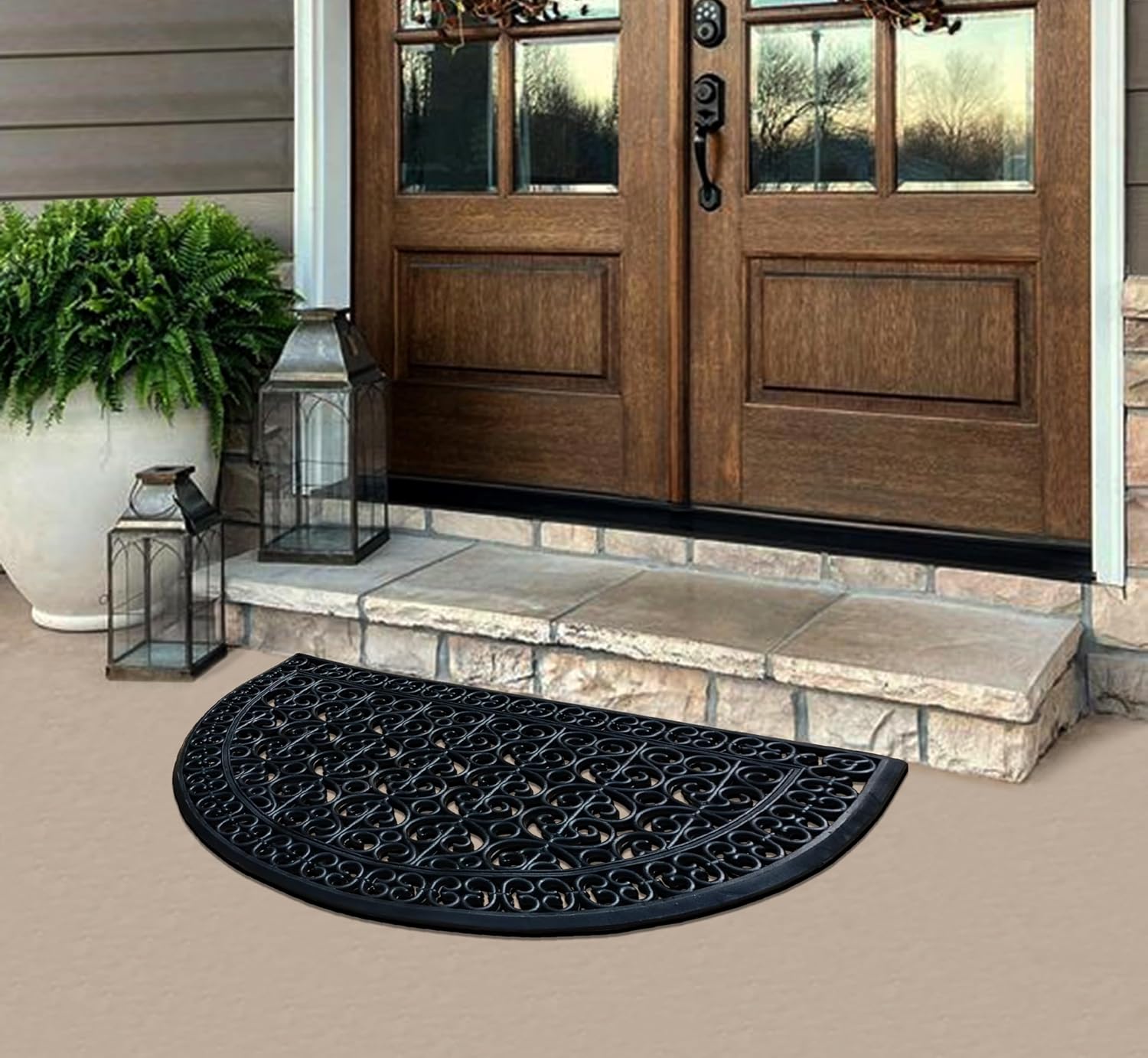 A1 Home Collections 18-LB Heavy Duty Rubber Doormat 30'×48' - Won't Blow Away | Outside Front Door Mat, Mud Dirt Scraper, Non-Slip Drainage Mat for Entryway Patio Garage, All-Weather, 100% Rubber Mats