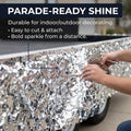 Anderson's Silver Metallic Floral Sheeting, 30 Ft. Parade Float Decoration for Trailers, Parties, Weddings, Proms, Photo Backdrops & Events – Shiny Fringe Garland for Indoor/Outdoor Use