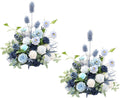 2pcs Free Standing Flowers Ball Bouquet Artificial Rose Floral Arrangements for Wedding Centerpieces Tables Aisle (Blue)